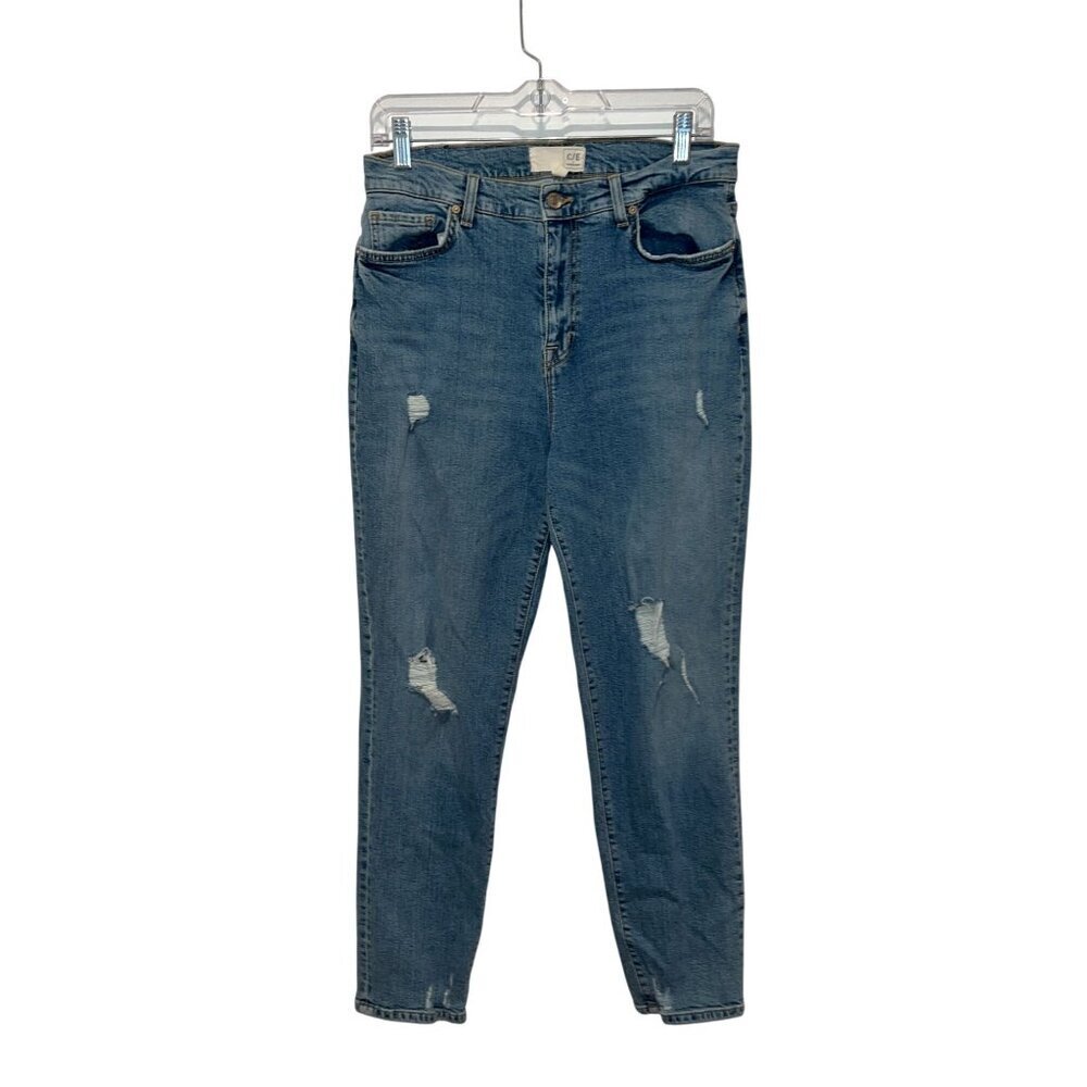 Current/Elliott Womens Distressed Blue Skinny Jeans Size 28 Cotton Blend